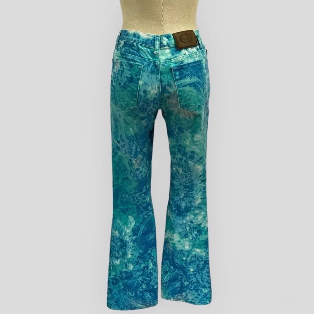Roberto Cavalli 2000’s Y2K Euro Trash Tie Dye Floral Trippy Stretch Vintage Je… - Picture 5 of 9